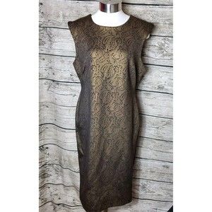 VINTAGE CARMEN MARC VALVO GOLD AND BLACK DRESS SIZE LARGE